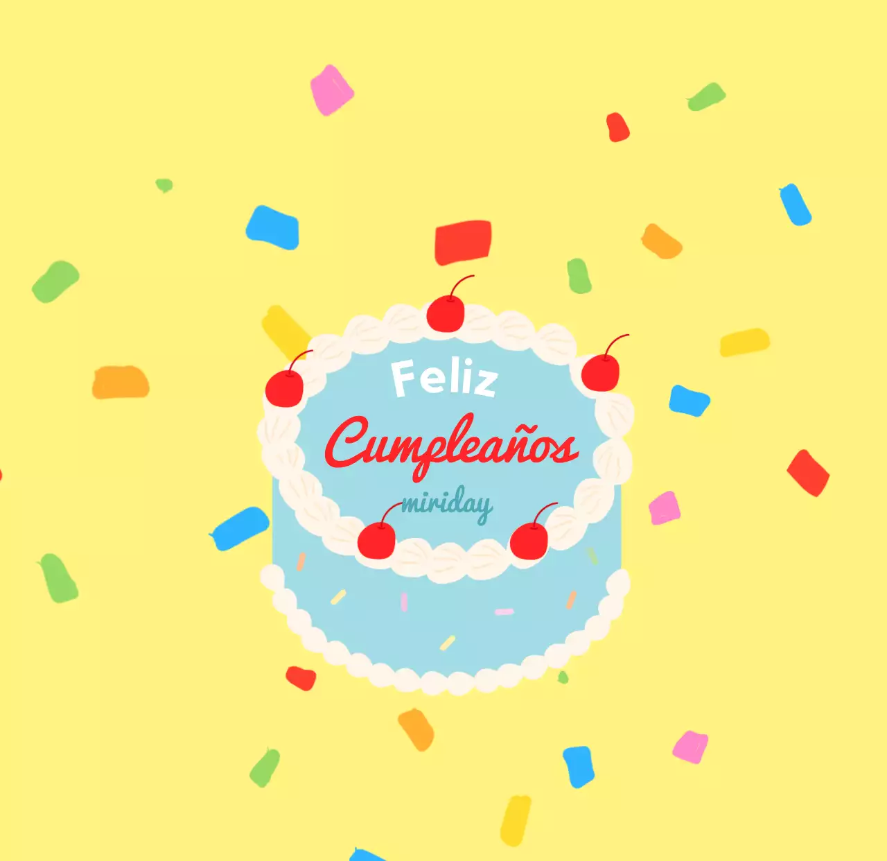 Letras para un concepto de tarta de cumpleaños llena de color