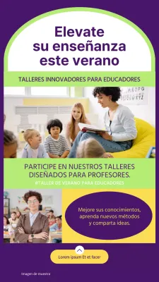 Anuncio del taller de verano de geometría en morado y lima