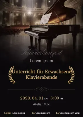 Eine luxuriöse Einladung zum Klavierkonzert in Schwarz