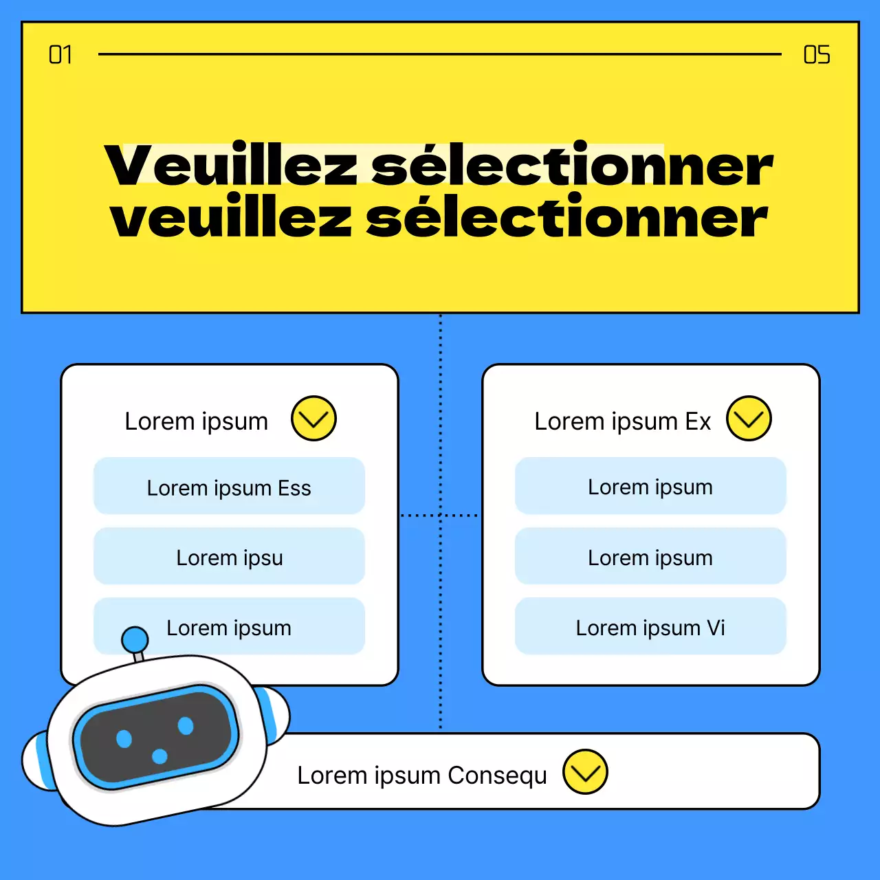 Comment utiliser un simple guide de service client chatbot jaune et bleu ?