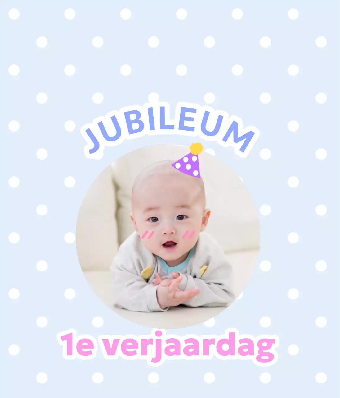 Een schattige babyborrel met babyfoto's en kleurrijke tekst