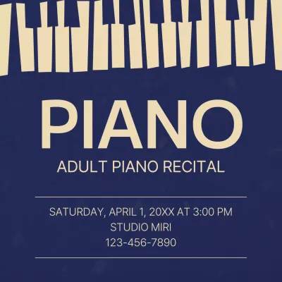 Navy Elegant Piano Event Social Media Post