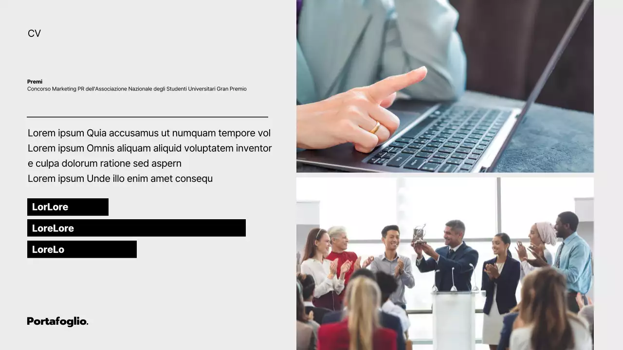 Un portfolio grigio e minimalista per chi cerca lavoro