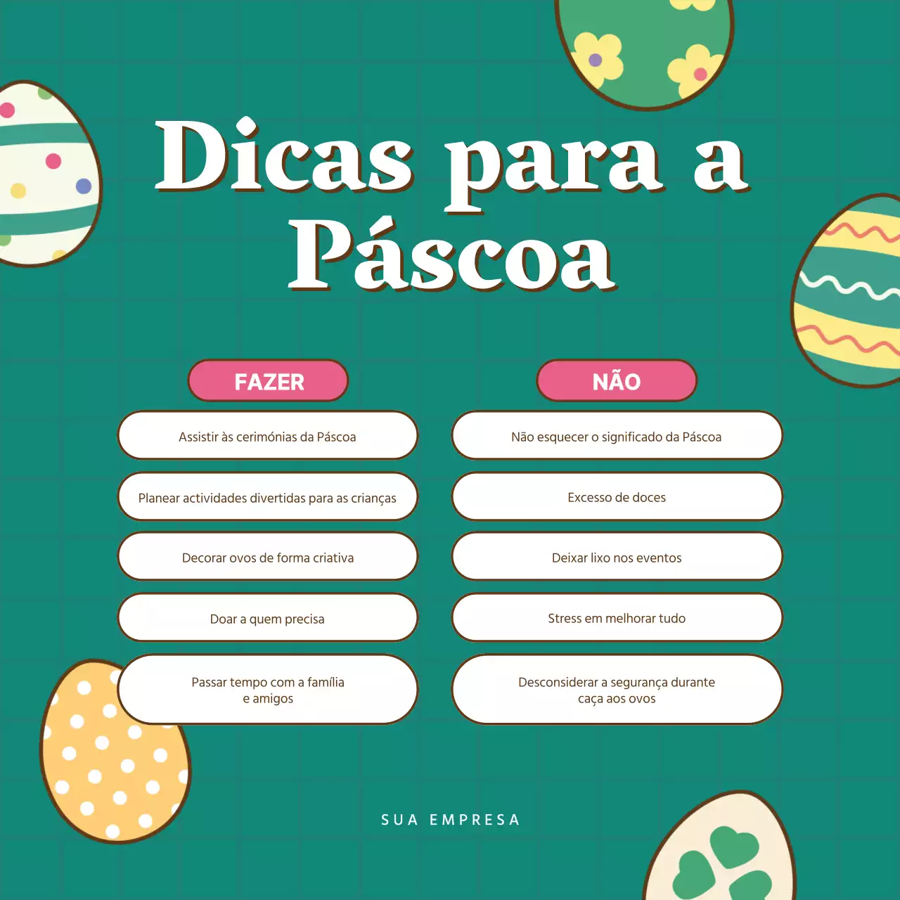 Lista de controlo verde e simples para a Páscoa Publicidade