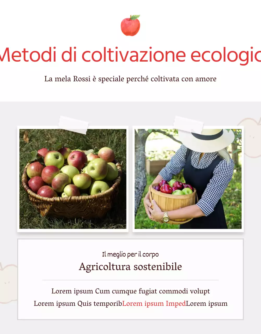 Promuovere la vendita di mele di concetto naturali rosse e grigie