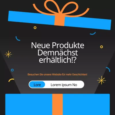 Werbung für eine neue Produkteinführung mit einem einfachen Farbschema in Blau und Orange