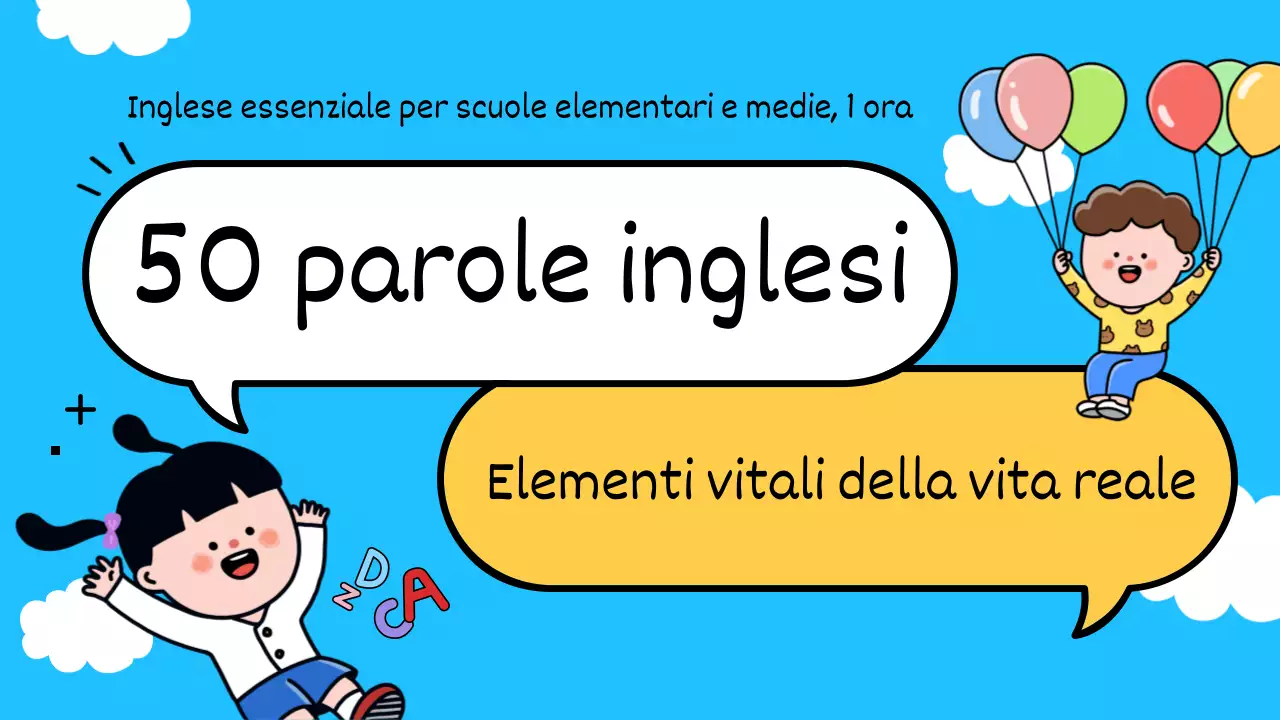50 parole in inglese su sfondo azzurro MainTitle