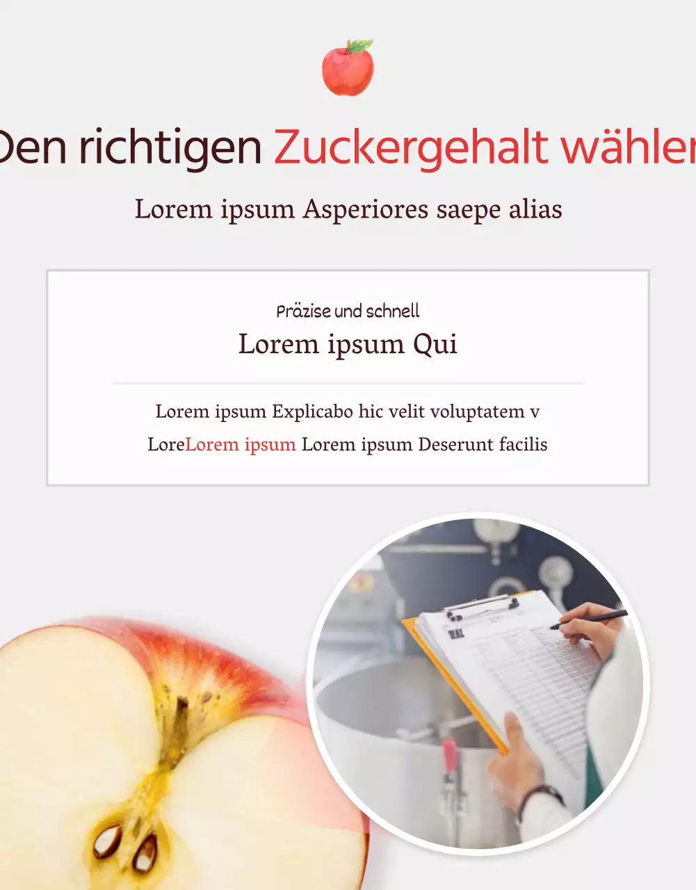 Förderung des Verkaufs von roten und grauen Äpfeln nach dem Naturkonzept