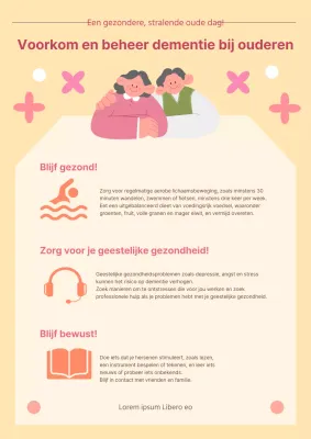 Geel en oranje trainingsmateriaal over dementiezorg voor ouderen