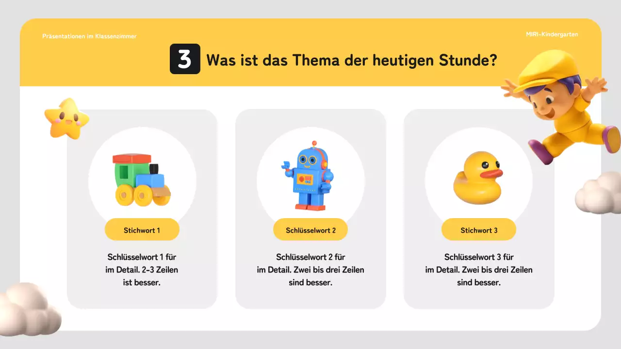 Einfacher Unterrichtsplan für die Vorschule in Gelb und Weiß