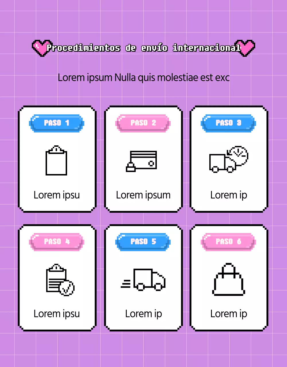 Promoción de empleo en el extranjero en morado y rosa