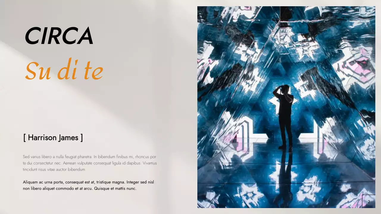 Portfolio fotografico moderno in nero e arancione