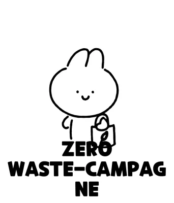 Zero Waste-campagne met schattige handgetekende konijnenillustraties