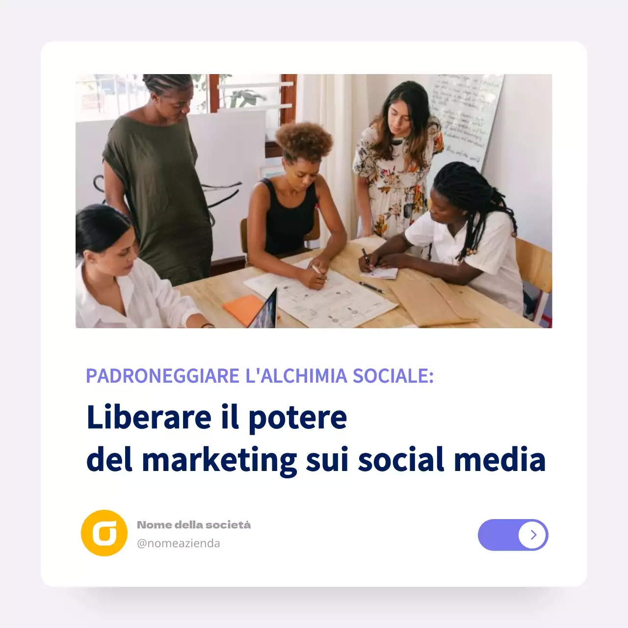 Bianco Viola Minimal Social Media Marketing Consigli Pubblicità