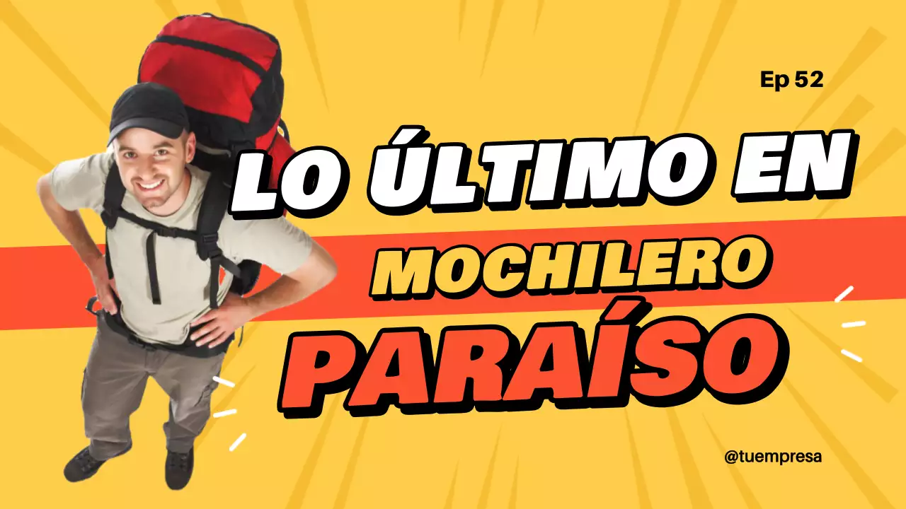 Guía de portada de consejos de viaje para mochileros en naranja y amarillo negrita