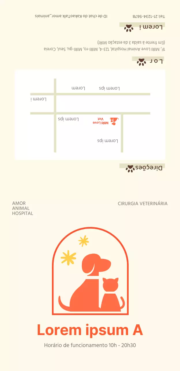 Promoção de serviços médicos veterinários em laranja e bege