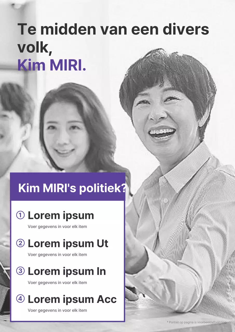 Een eenvoudig paars-wit verkiezingsprospectus