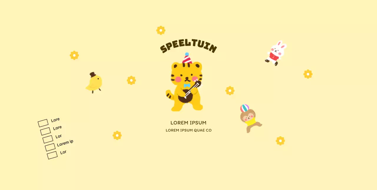 Promotieontwerp voor kindercafé met schattige dierenillustraties