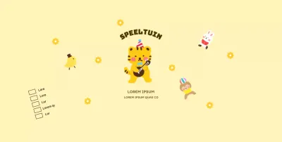 Promotieontwerp voor kindercafé met schattige dierenillustraties