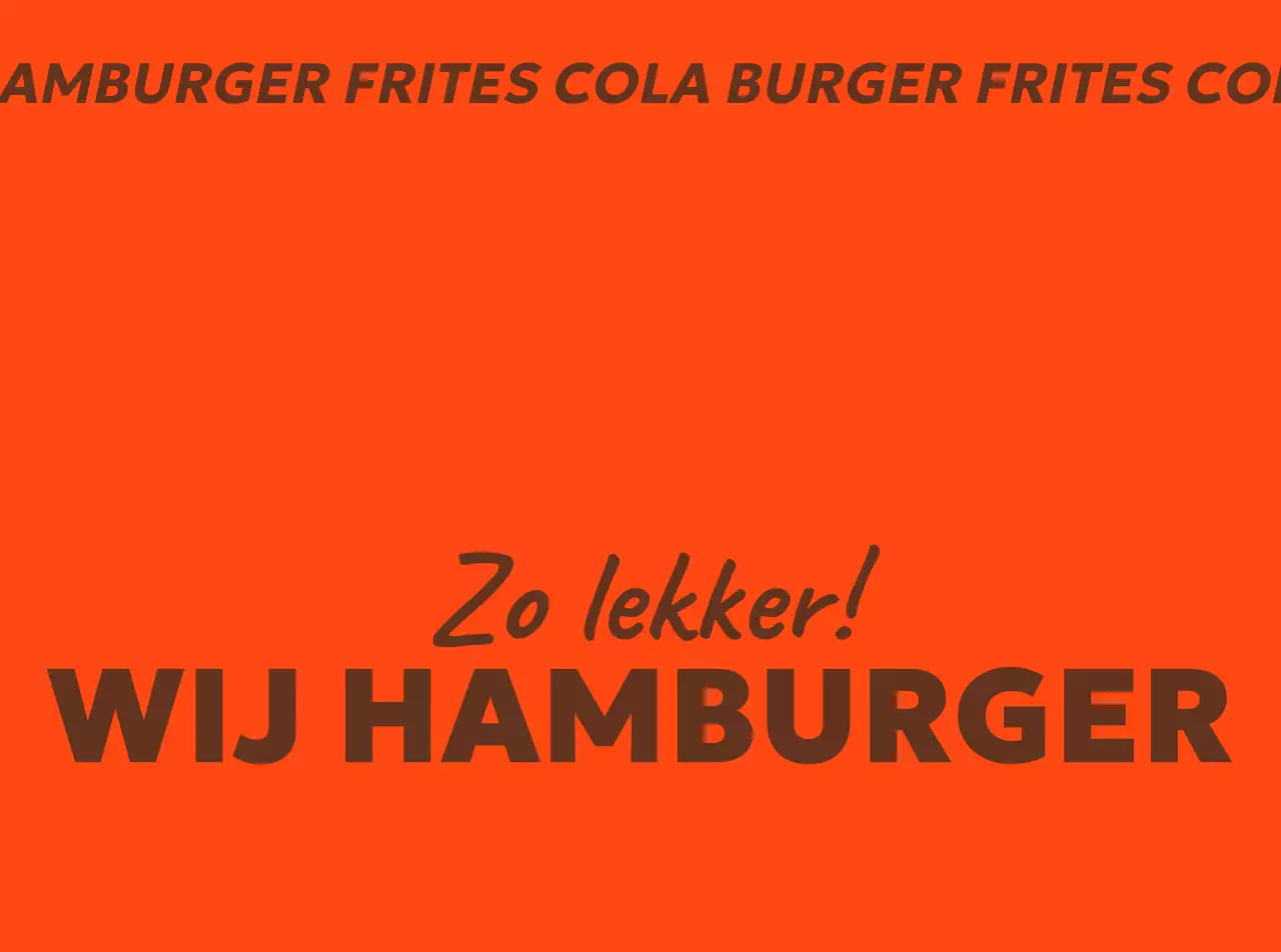 Oranje achtergrond bruine tekst hamburger promotie