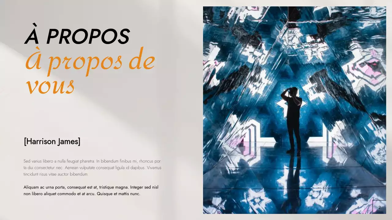 Portfolio photographique moderne noir et orange