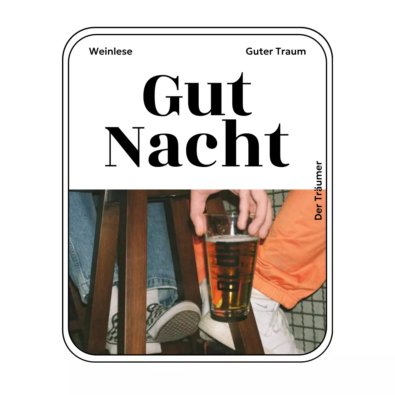 Vintage-inspirierte Waren mit Fotos und Serifenschriften in abgerundeten Quadraten