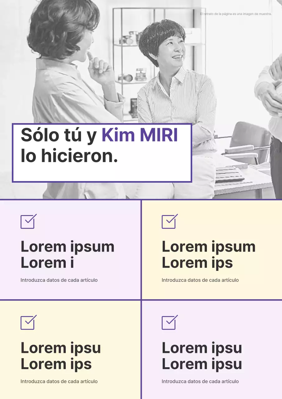 Un sencillo folleto electoral morado y blanco