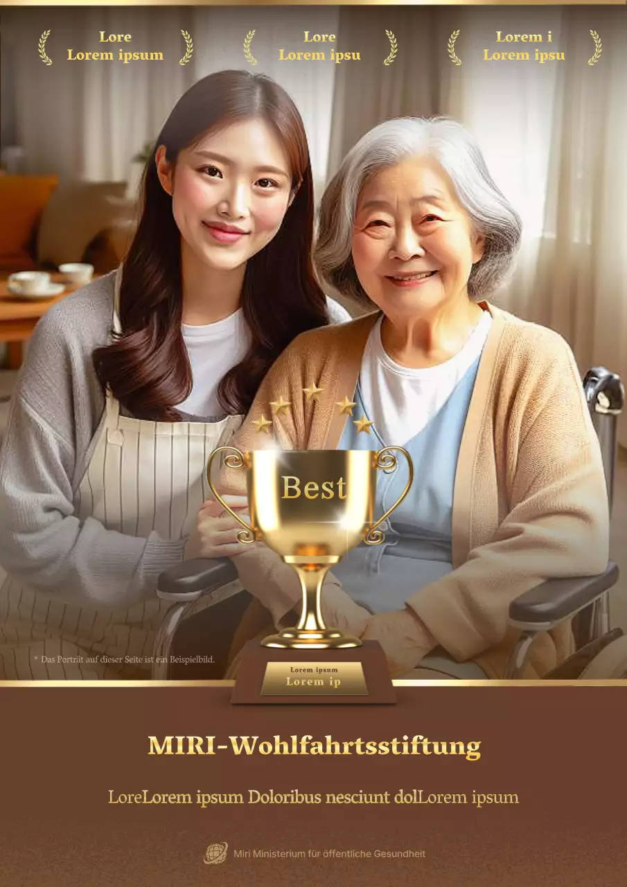 Eine luxuriöse Preisbekanntmachung in Braun und Gold