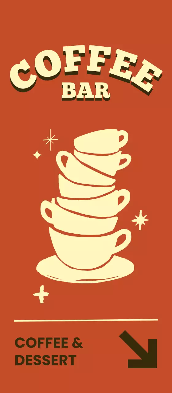 赤背景のヴィンテージイラストコーヒーカフェプロモーション