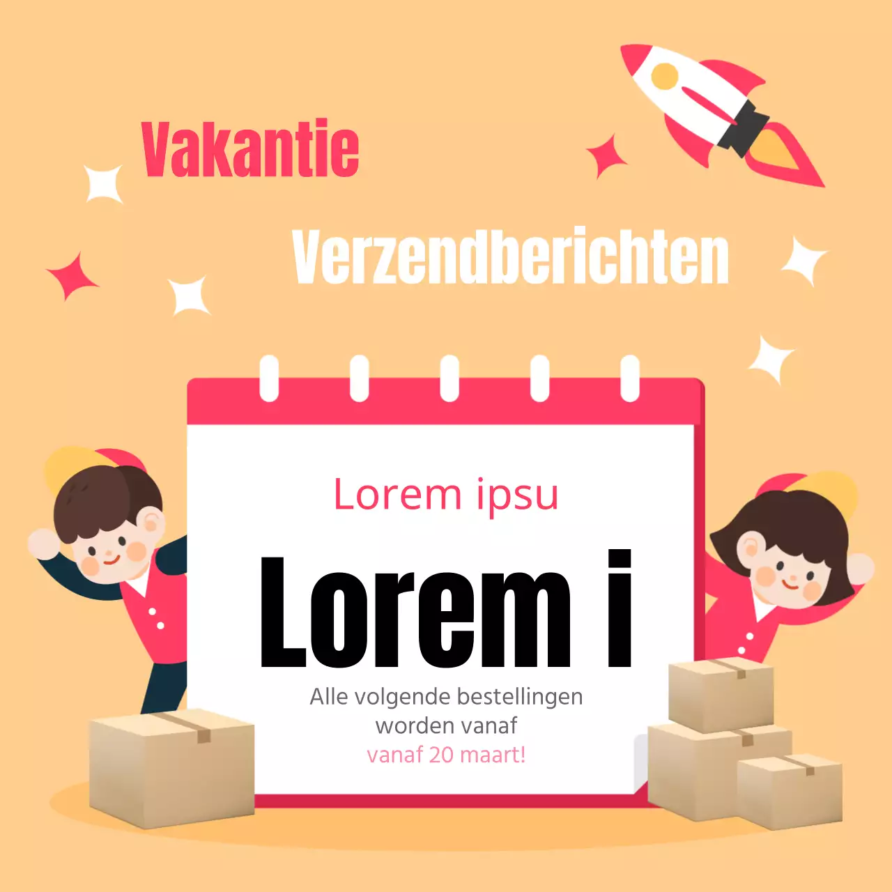 Aankondigingen voor de feestdagen in geel en hot pink