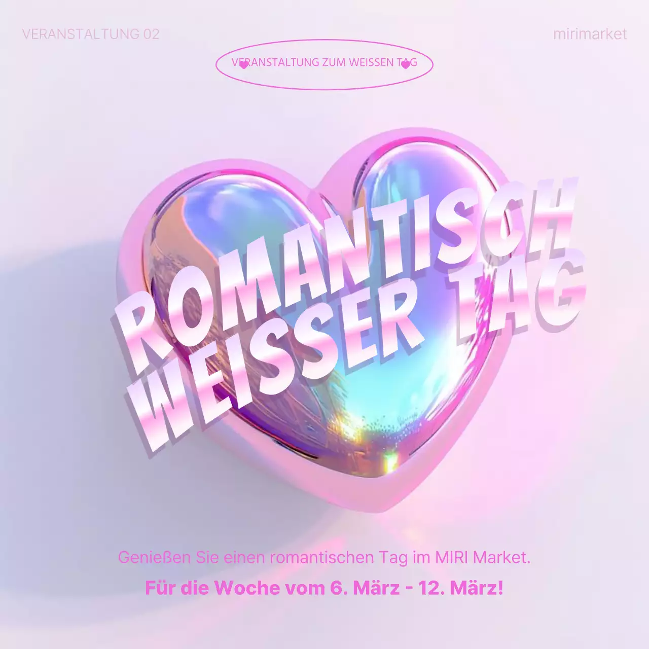 Werben Sie für einen kitschigen weißen Tag in Rosa