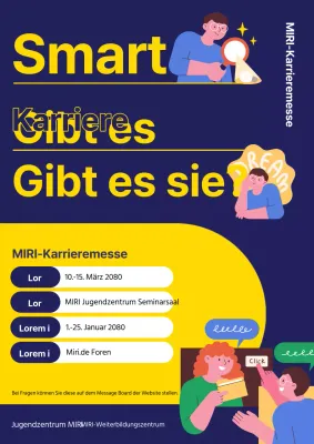Werbung für ein einfaches Berufserkundungsseminar in Marineblau und Gelb