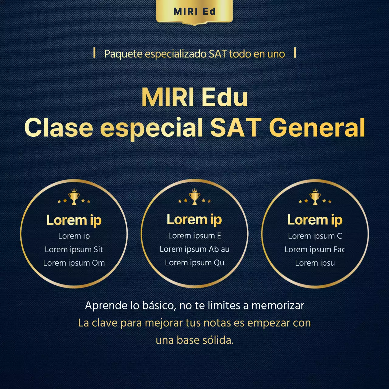 Promoción de una escuela de preparación SAT de oro y lujo para estudiantes que regresan