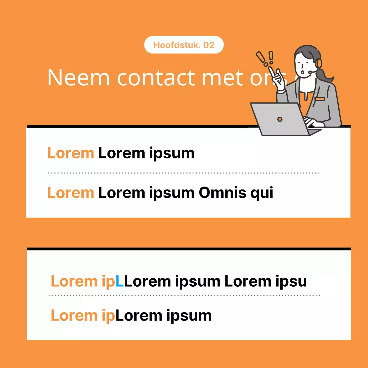 Oranje en grijze klantenserviceberichten promoten