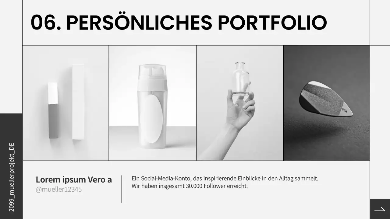 Schwarz-weißes Portfolio für fortgeschrittene Einsteiger