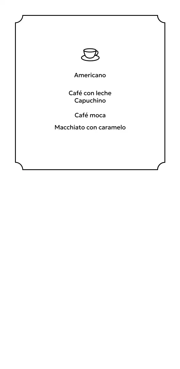 Un sencillo café-libro con fondo negro y bordes blancos e ilustraciones de café y libros