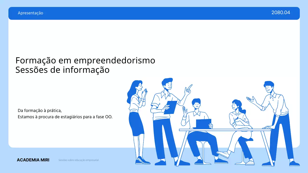 Azul moderno e azul claro descrição do recrutamento da formação empresarial