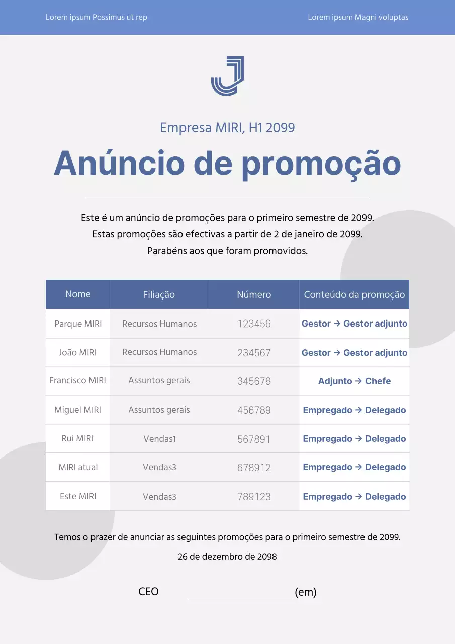 Um anúncio de promoção moderno em azul e cinzento