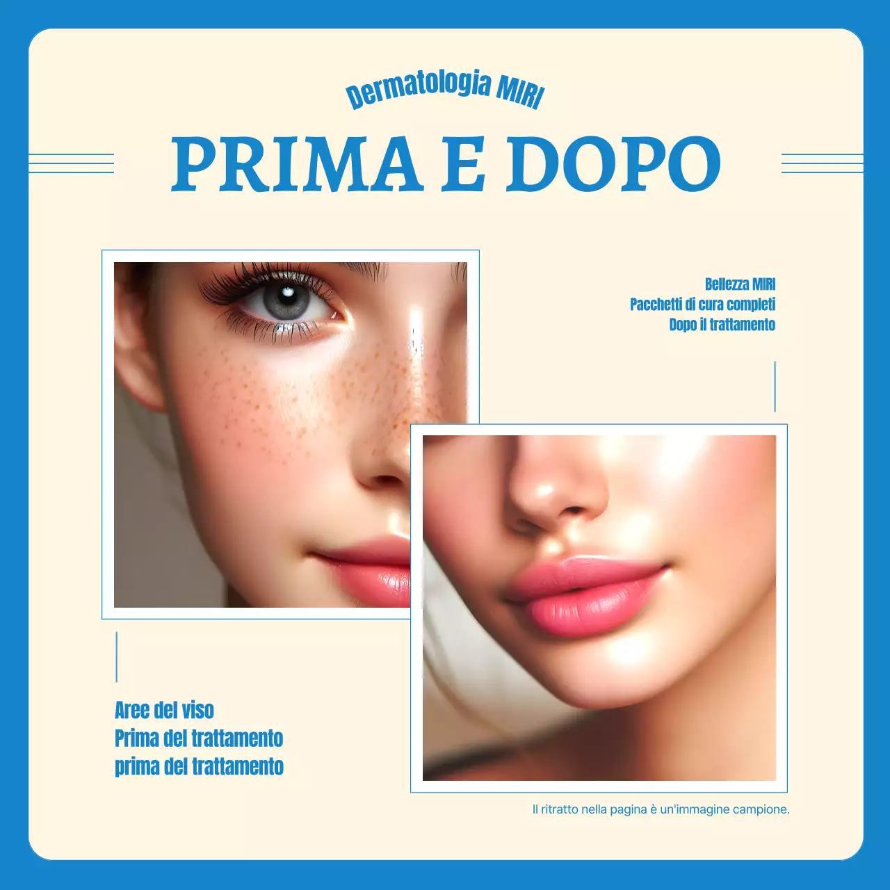 Semplice promozione pre e post dermatologica gialla e azzurra