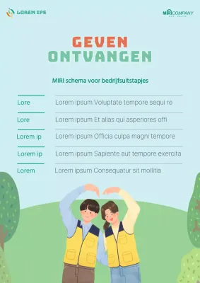 Een eenvoudig lichtblauw en groen vrijwilligersschema