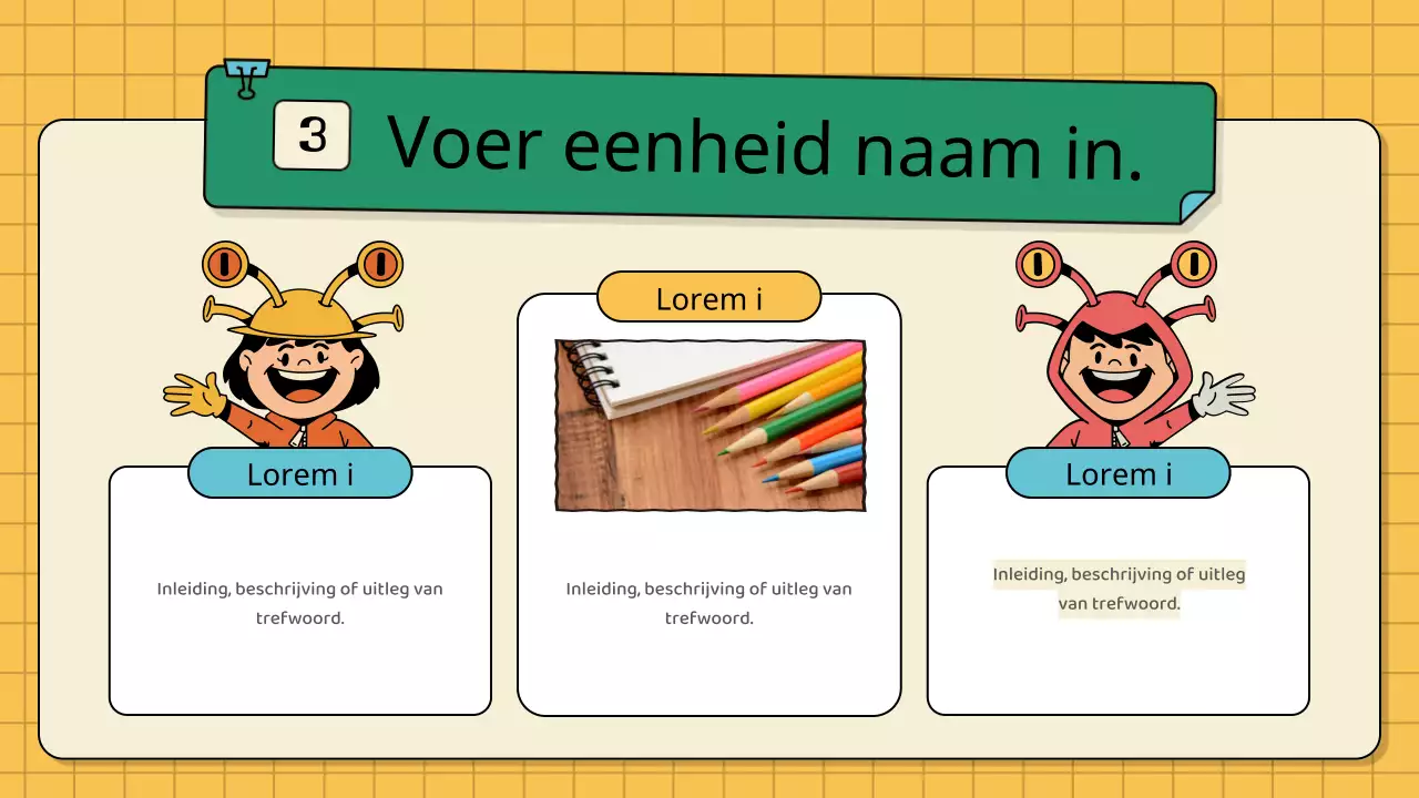 Vintage lesplannen voor kinderen in groen en geel