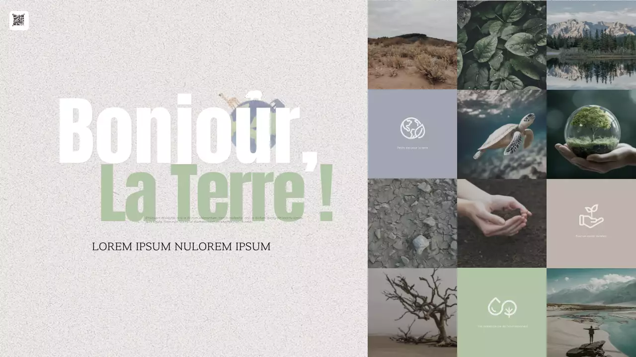 Présentation sur fond vert naturel en chartreuse et beige