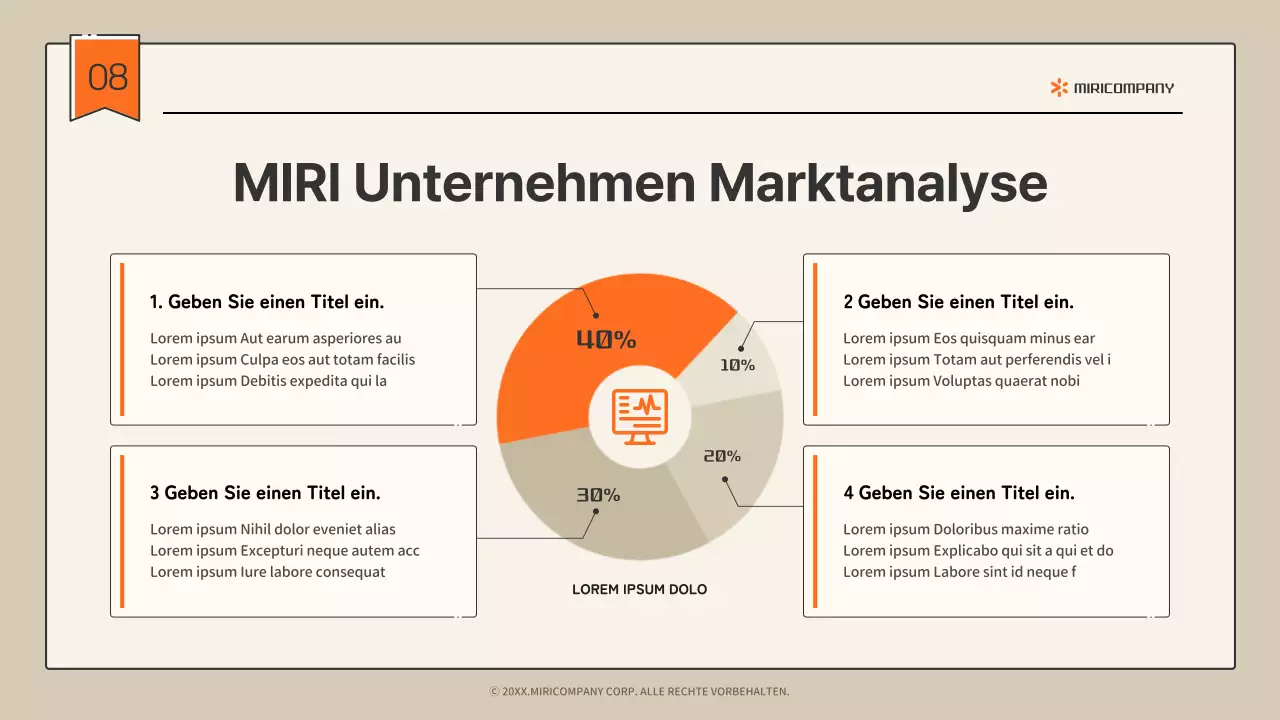 Einfaches infografisches Firmenprofil in Beige und Orange