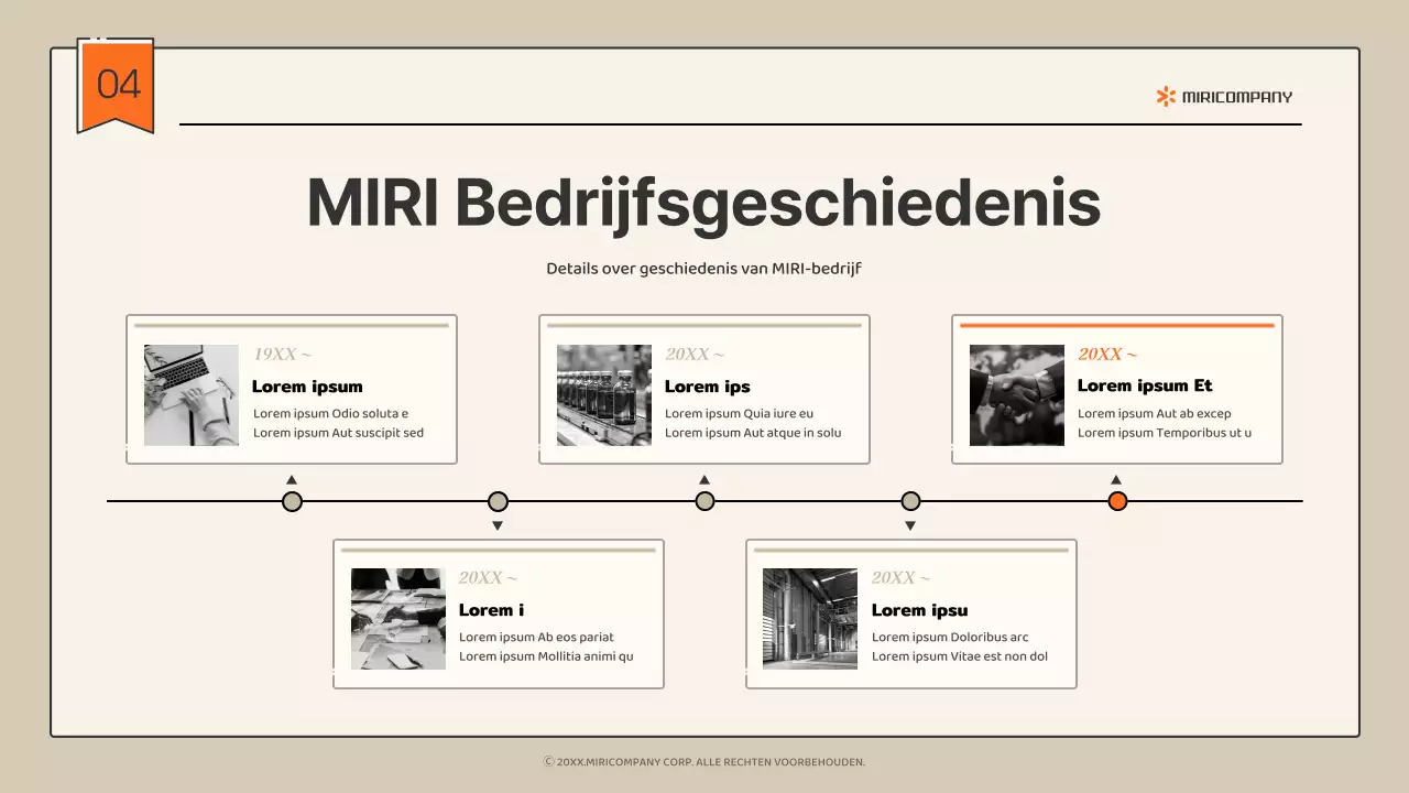 Eenvoudig infografisch bedrijfsprofiel in beige en oranje