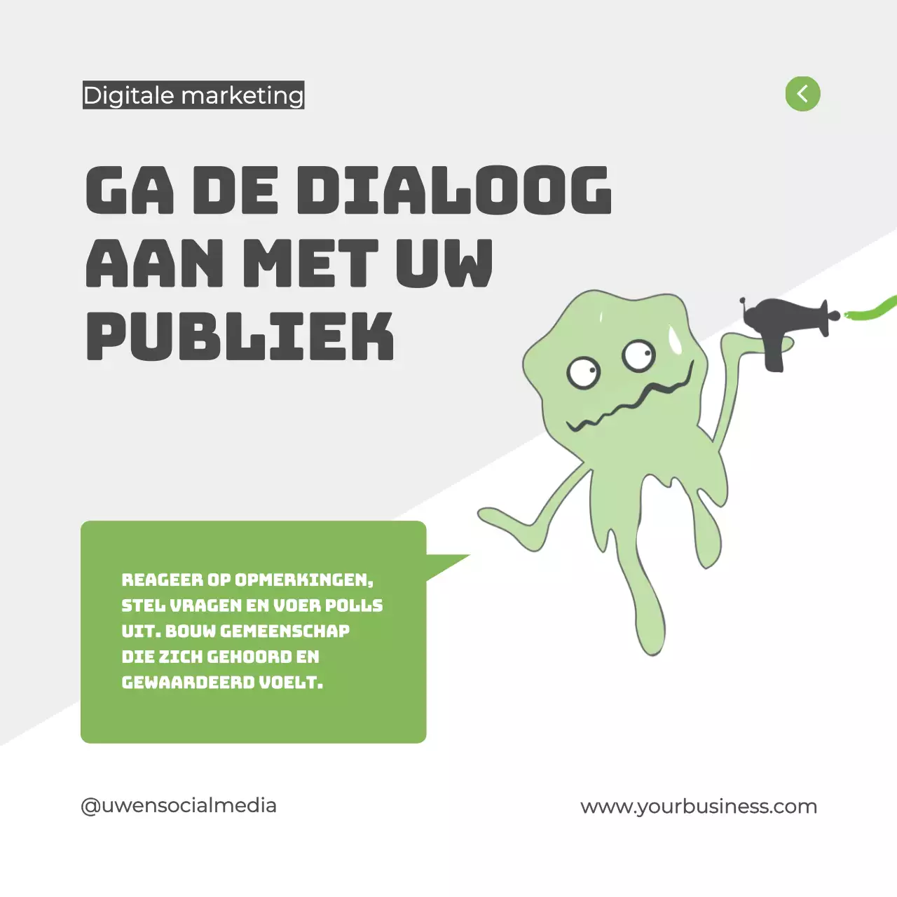 Grijze en groene moderne digitale marketinggids Tips