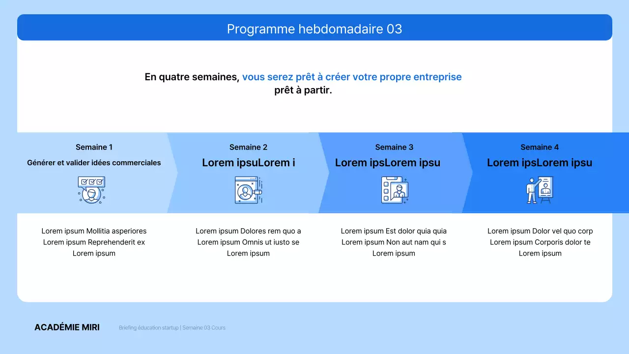 Description du recrutement pour la formation à l'esprit d'entreprise en bleu moderne et bleu clair