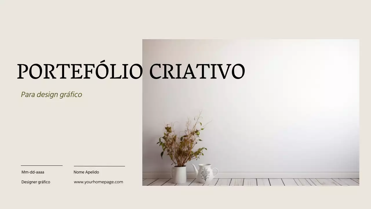 Material de portefólio criativo minimalista bege e caqui