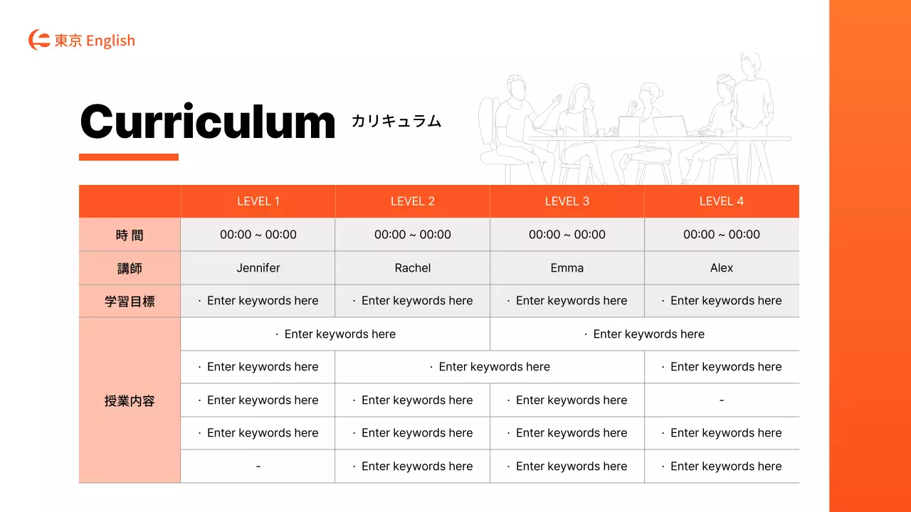 オレンジ モダン 語学スクール 会社案内 プレゼンテーション