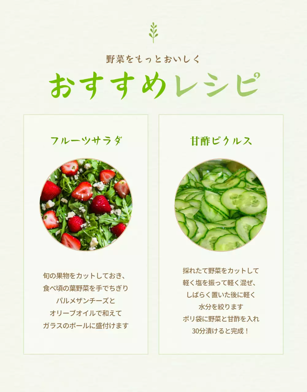 緑 シンプル 野菜 パンフレット 詳細ページ