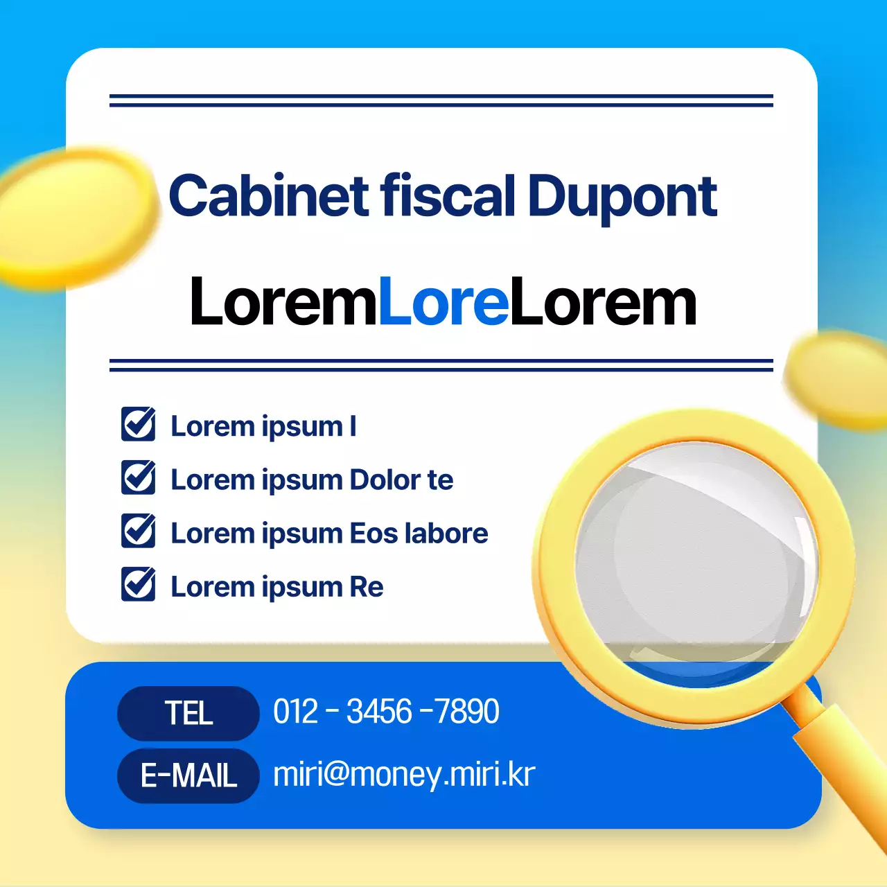 Informations simples sur le calendrier fiscal en bleu et en jaune